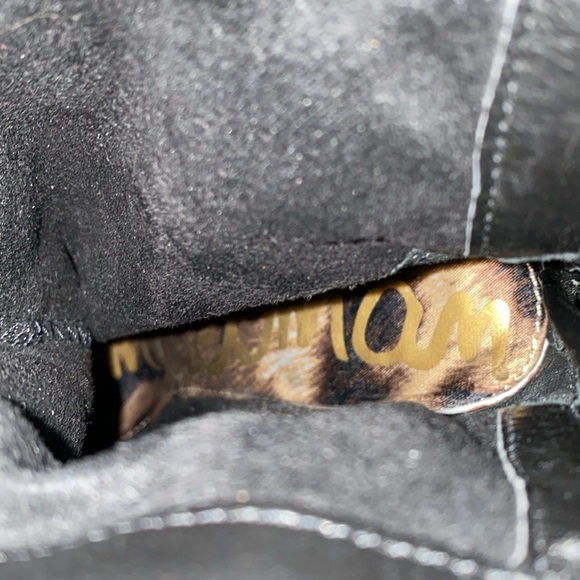 Sam Edelman Black Kendrix Leather Straps Heel Ankle Booties 6M - Picture 6 of 11